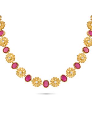 Latest Floral Design Silver Necklace-hover