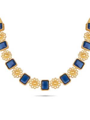 Elegant Floral Silver Necklace-hover