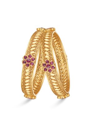 Elegant Floral Silver Bangle-hover