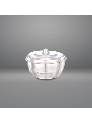 Silver Plain Bowl With Lid-hover