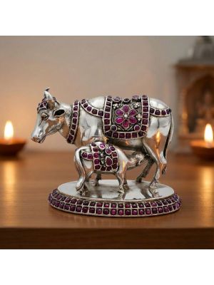 Traditional Silver Kamadhenu Idol-hover