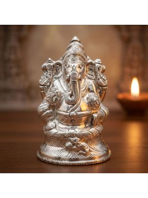 Divine Ganapathy Worship Silver Idol-hover