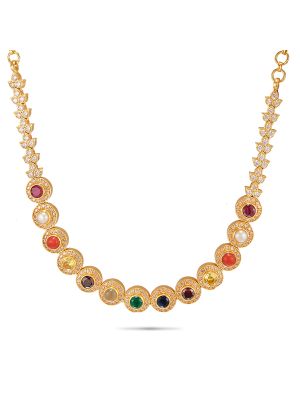 Silver Lakshmi Kodi Necklace With Gold Plated-hover