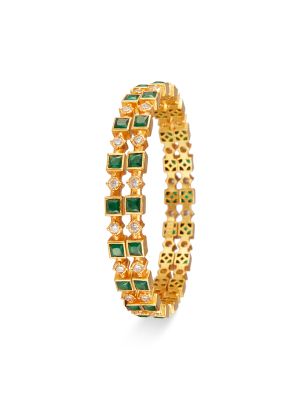 Silver Bangle With Gold Plated-hover