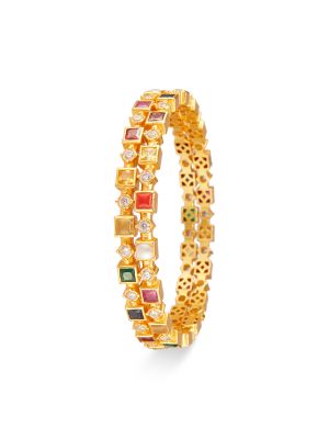 Silver Bangle With Gold Plated-hover