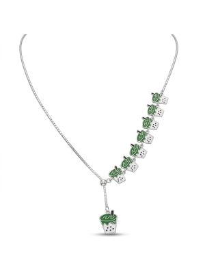 Trendy Glass Pendant Silver Chain-hover