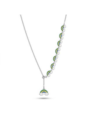 Stylish Silver Rainbow Pendant Chain-hover