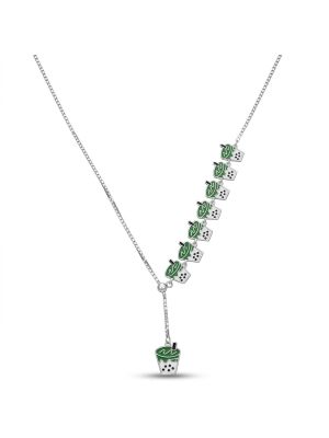 Trendy Glass Pendant Silver Chain-hover