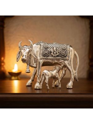 Traditional Silver Kamadhenu Idol-hover