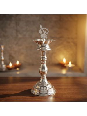 Ornate Stem and Decorative Silver Vilaku -hover