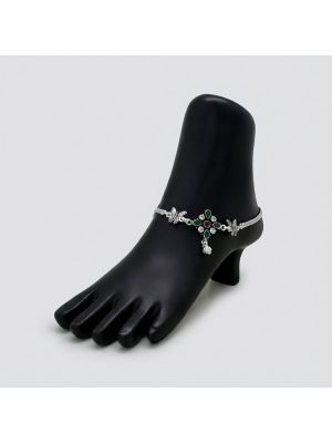 Butterfly Floral Pearl Drop Silver Kolusu-hover