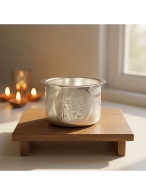 Ganesha Decorative Etching Engraved Silver Pot-hover