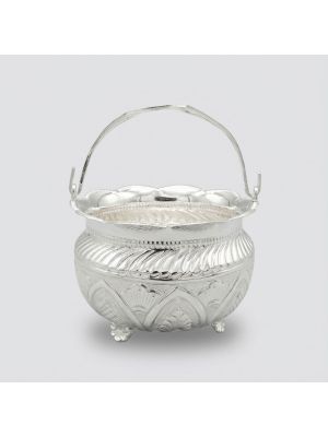Traditional Floral Nagas Silver Basket-hover