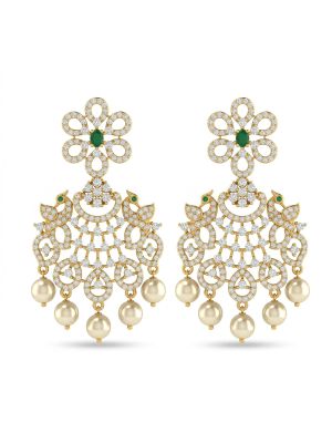 Mayil Silver Earring With Pearl Drops-hover