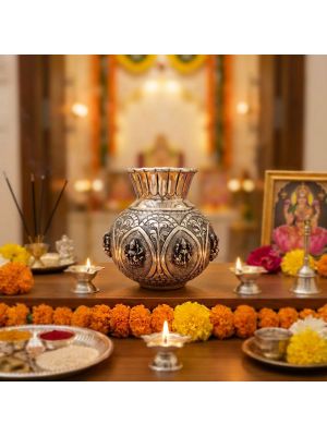 Antique Asta Lakshmi Silver Chembu-hover