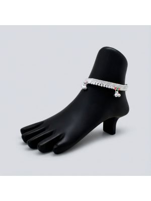 Traditional Dangling Bells Silver Anklets-hover