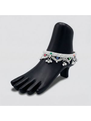 Traditional Silver Stone Salangai Kolusu-hover