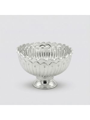 Ornate Floral Pooja Silver Bowl-hover