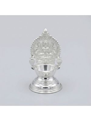 Sacred Lakshmi Motif Silver Kamakshi Vilakku-hover