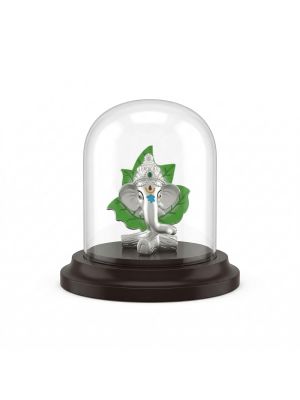 Lord Ganesh Leaf Silver Idol-hover