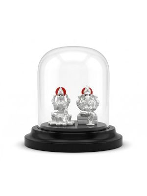 Lord Lakshmi Ganesh Silver Idol-hover