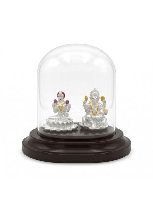 Lord Lakshmi Ganesh Silver Idol-hover