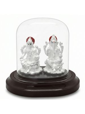 Classic Lakshmi Ganesh Silver Idol-hover