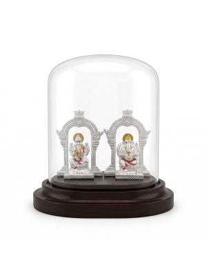 Lord Lakshmi Ganesh Silver Idol-hover