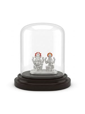 Lord Lakshmi Ganesh Silver Idol-hover