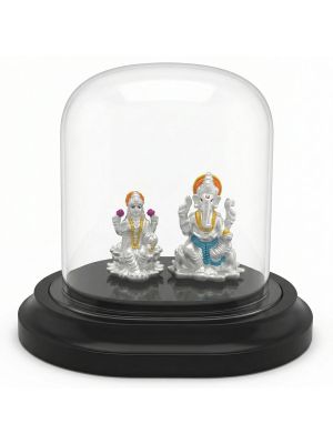 Classic Lakshmi Ganesh Silver Idol-hover