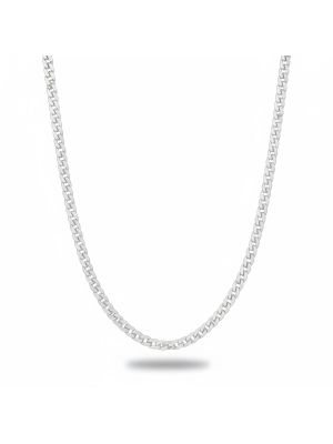 Classic Unisex Silver Curb Link Chain-hover
