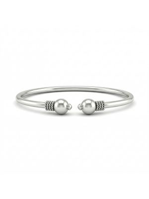 Silver Open Bangle with Rope Twist and Ball-hover