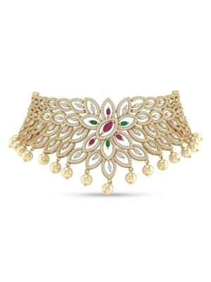 Floral Casting Silver Choker Necklace-hover