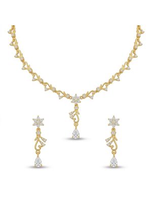 Luxury Silver Floral Drops Necklace Set-hover