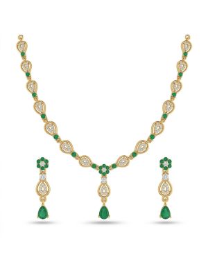 Bridal Emerald Green Floral Necklace Set-hover