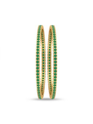 Classic Emerald Green Silver Bangles-hover