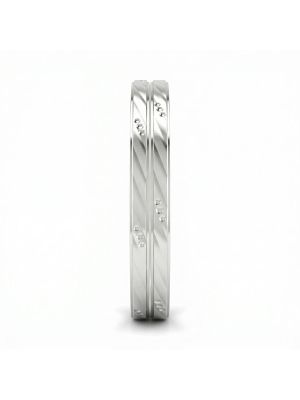 Laser Engraved Silver Geometric Bangle-hover