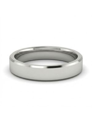 Silver Beveled Edge Wedding Ring with Polished Top-hover