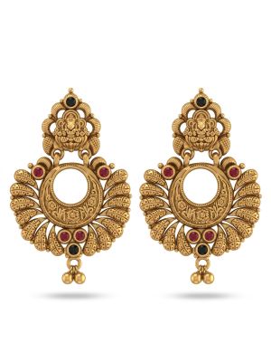 Antique Lakshmi Floral Silver Drops-hover