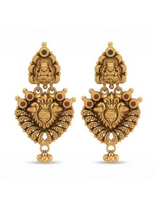 Lakshmi Motif Antique Silver Drops-hover