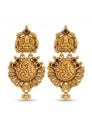 Antique Lakshmi Leaf Silver Drops-hover