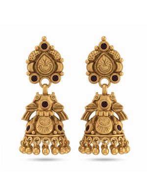 Floral Mayil Drops Silver Jimikki-hover
