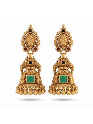Traditional Floral Mayil Silver Jimikki-hover
