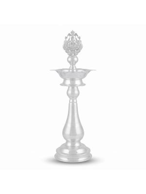 Traditional Gaja Lakshmi Silver Vilakku-hover