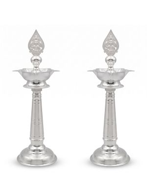 Traditional Murugan Casting Silver Vilakku Set-hover