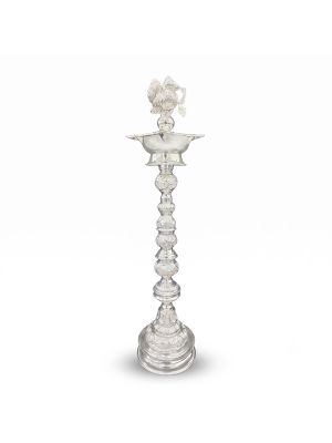 Traditional Peacock Silver Kuthu Vilakku-hover