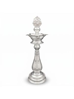 Traditional Lakshmi Gajalakshmi Silver Kuthu Vilakku-hover
