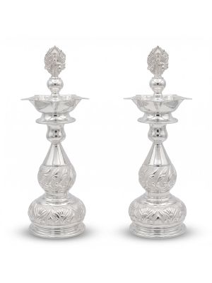 Traditional Ganesha Casting Silver Kuthu Set-hover