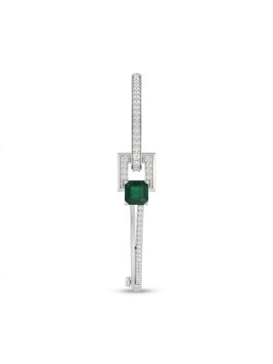 Silver Emerald Green Geometric Gadi-hover