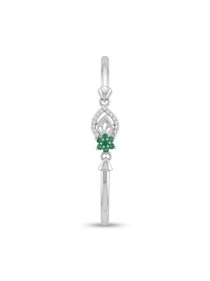 Silver Emerald Flower Hinged Gadi-hover